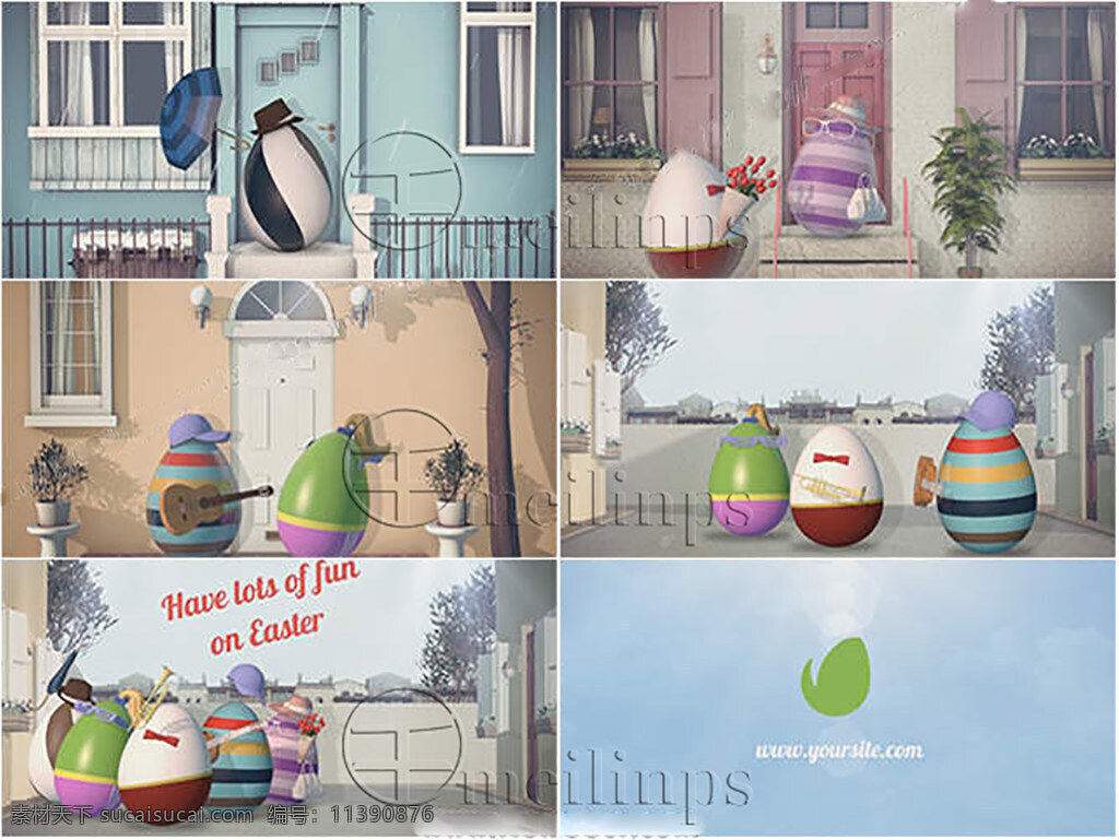 清新 复活节 问候 3d 动画 ae 模板 ae模板 cs5 可爱 角色 卡通 3d动画 节日 快乐 明亮 彩蛋 aep 灰色