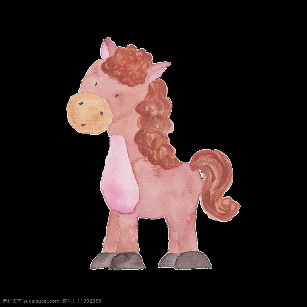粉色 手绘 小马 可爱 动物 透明 透明素材 免扣素材 装饰图案