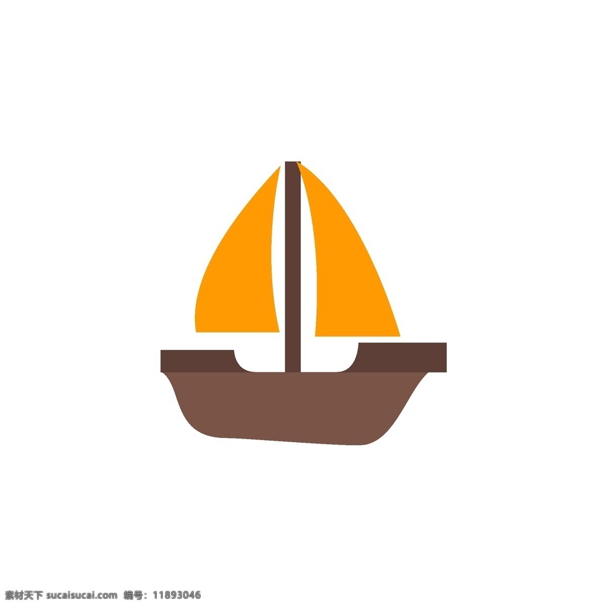 黄色帆船图标 黄色帆船 帆船 船