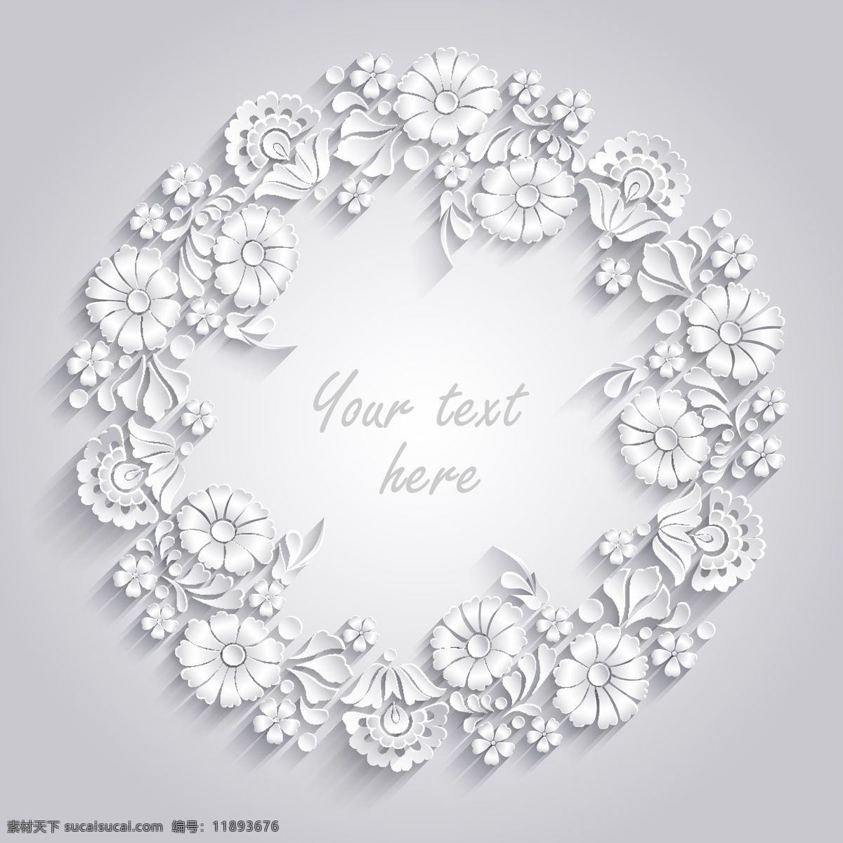 白色纸质花环 花卉 花环 纸质 白色 雕刻