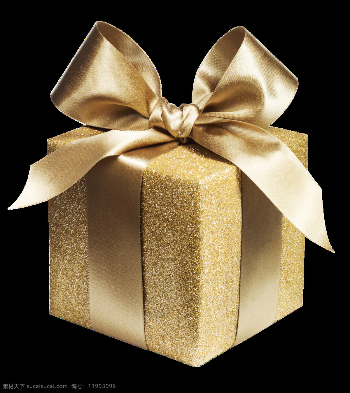 金色 大礼包 透明 丝带 正方形 礼物 惊喜 透明素材 免扣素材