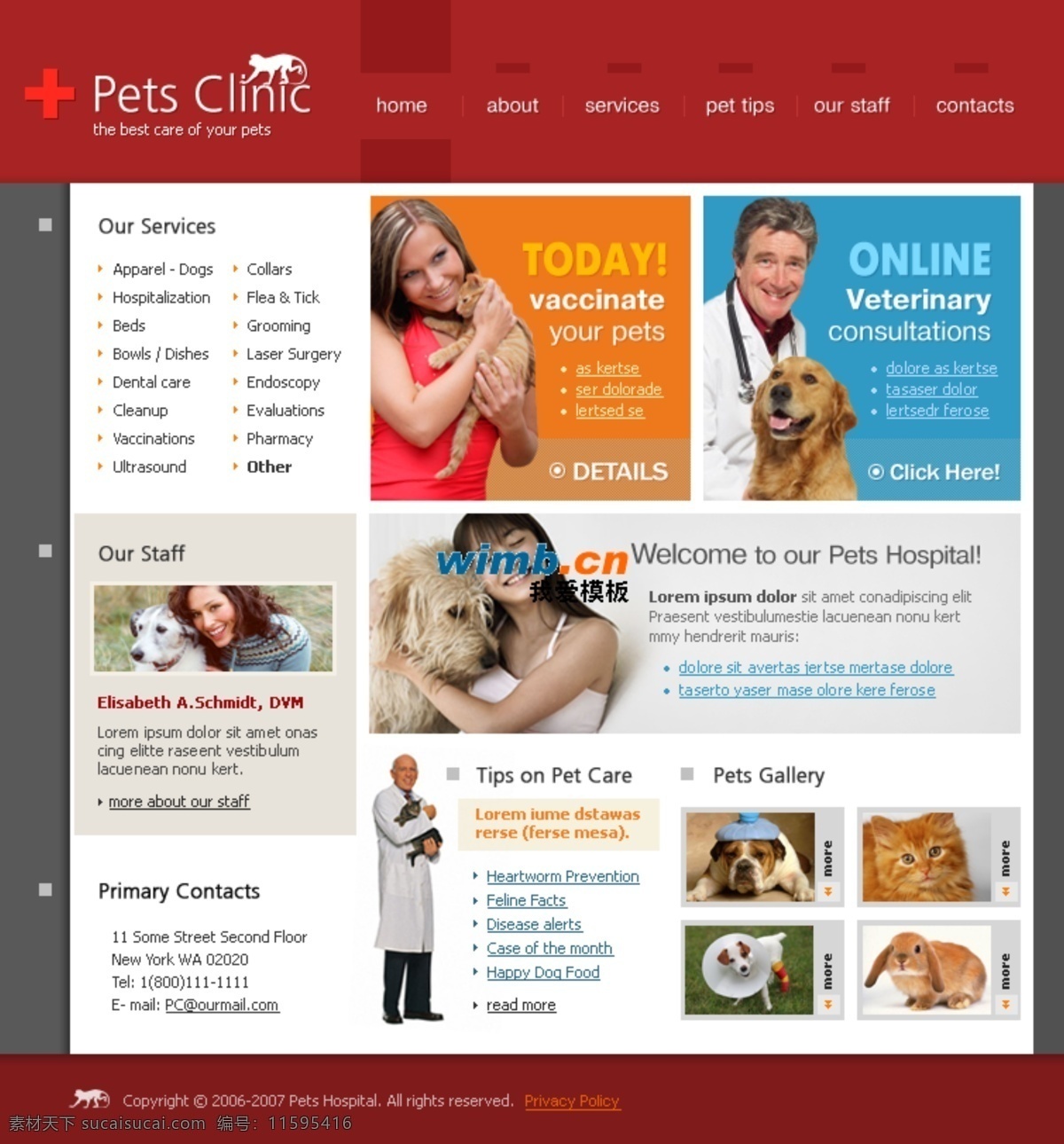 小狗 宠物 诊所 医疗 网站 网页素材 网页模板