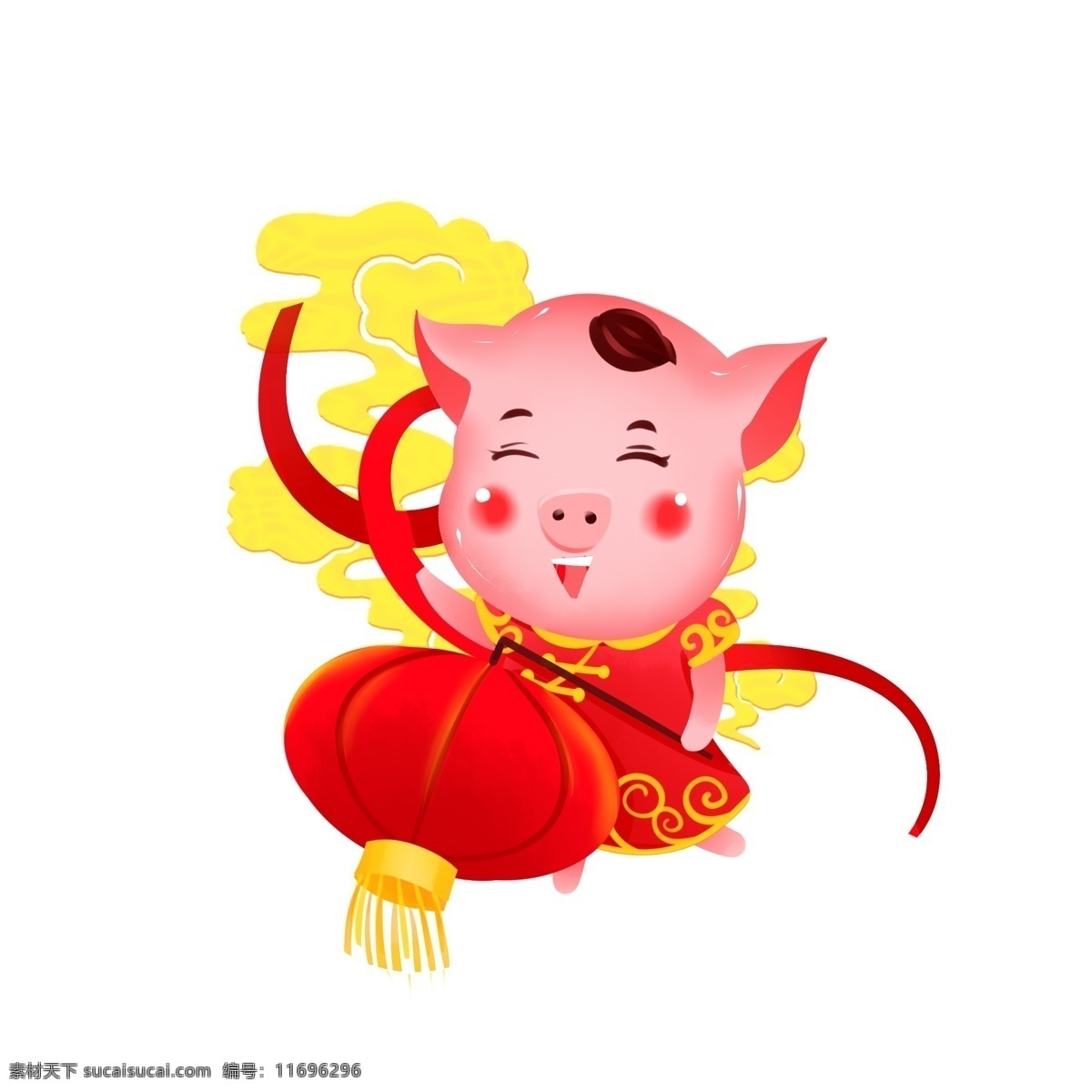 新年 立体 猪 卡通 ip 猪年 灯笼 祥云 喜庆 卡通猪 红灯笼 立体猪