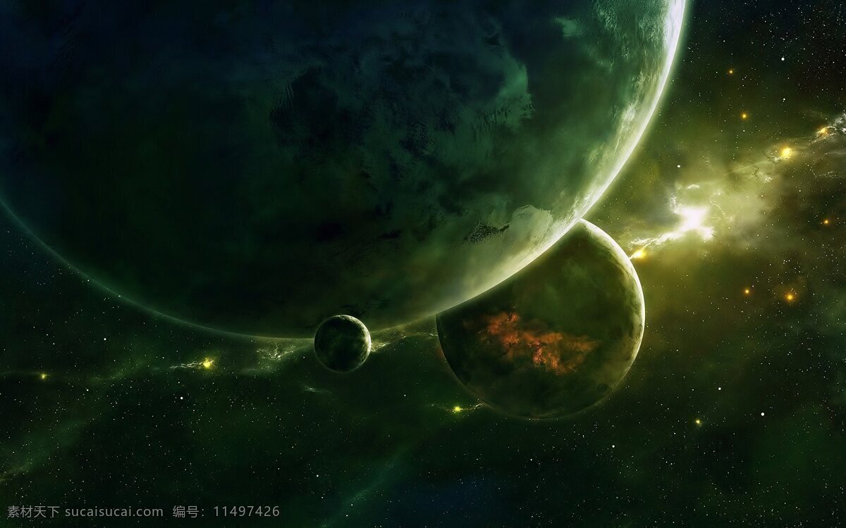 梦幻 绿色 星空 背景 唯美 渐变 星球 宇宙 海报 广告