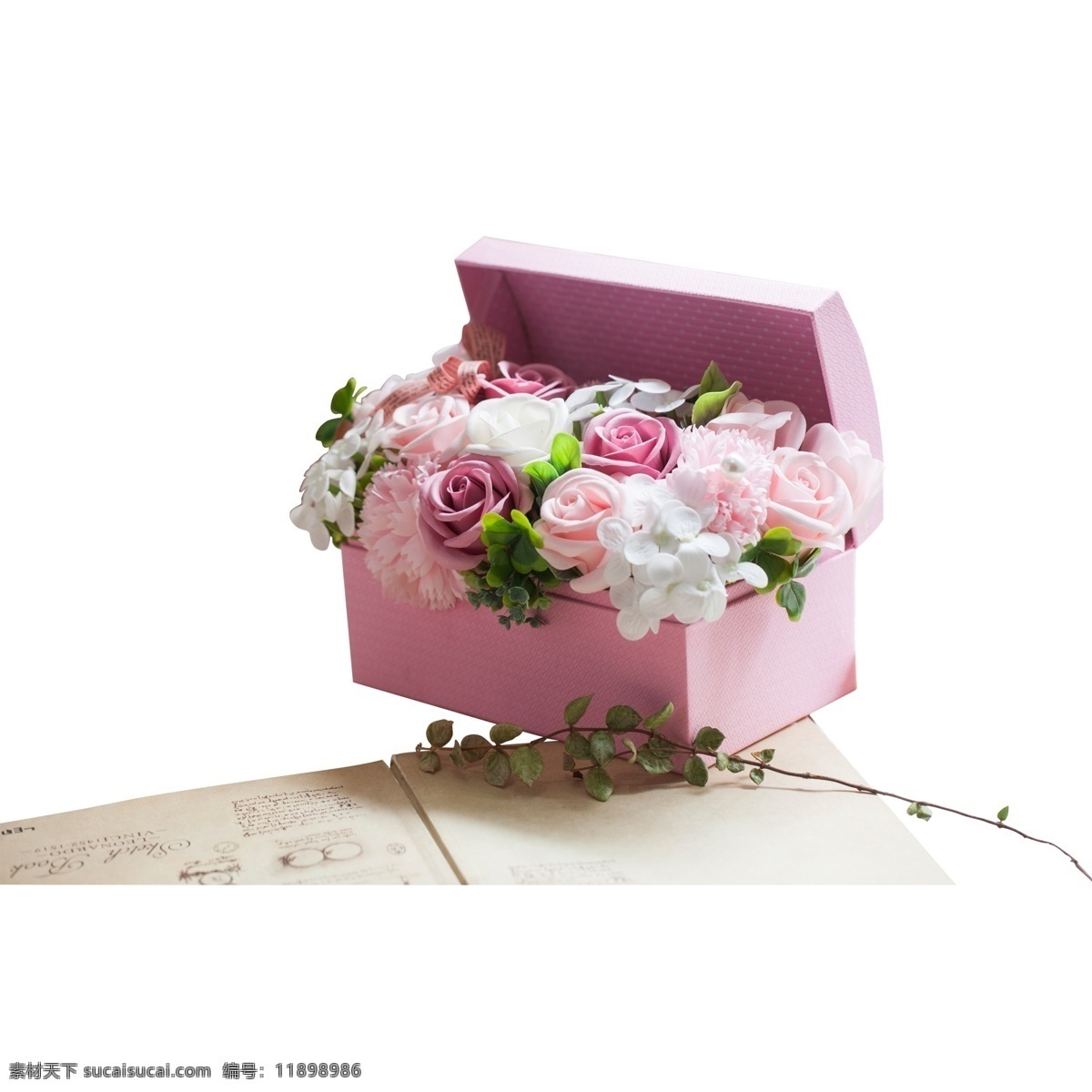 节日 礼物 白色 花盒 花 粉色 粉色花朵 花朵 花卉 礼品 礼物花 礼品白色花 节日礼物
