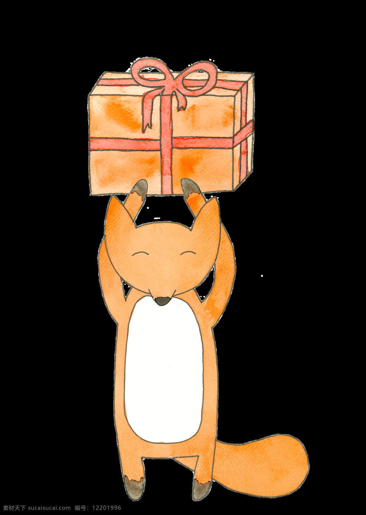 卡通 狐狸 透明 手绘 礼物 橙色 矢量素材 设计素材