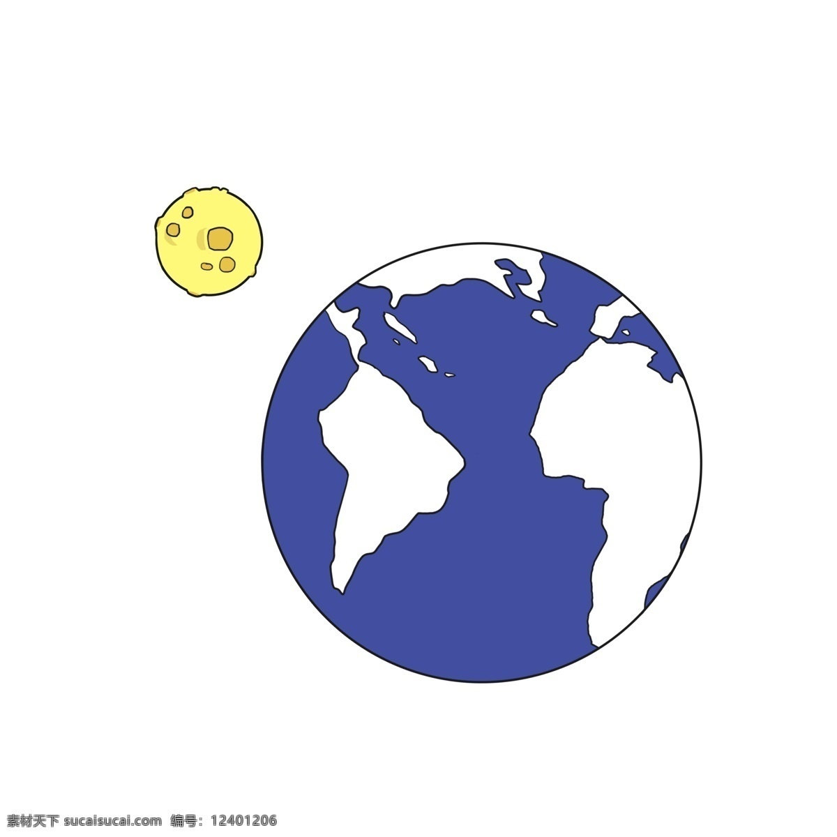 蓝色 地球 航天 日 插图 圆形地球 蓝色地球 黄色装饰 世界航天日 太空科技 海报插画 卡通插画 美丽的航天日