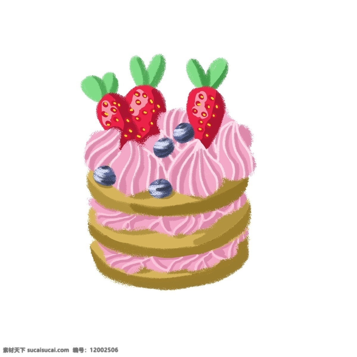 三 层 草莓 蓝莓 奶油 小 蛋糕 三层蛋糕 小蛋糕 草莓口味 奶油霜 鲜奶油 叶子 绿叶 甜品 甜食 甜点