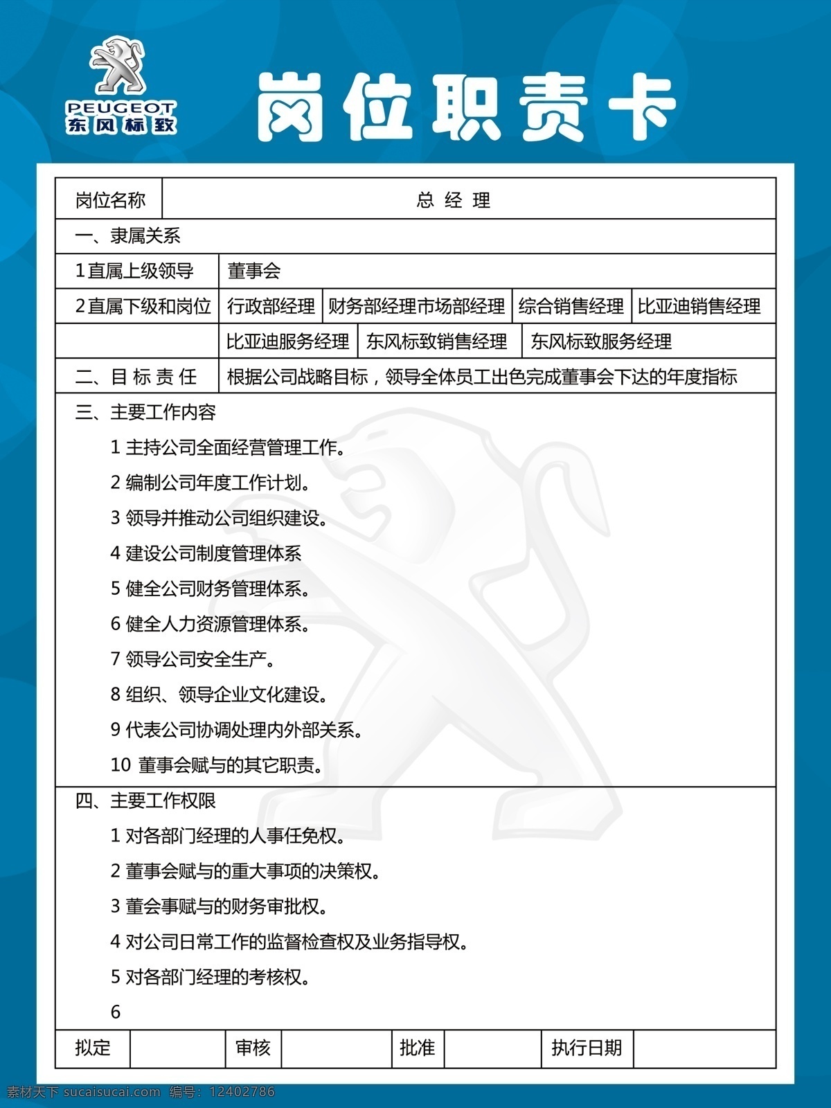 岗位职责 职责 工作职责 东风标志 东风 工作内容 工作权限 4s店 公司制度 制度 展板模板 广告设计模板 源文件