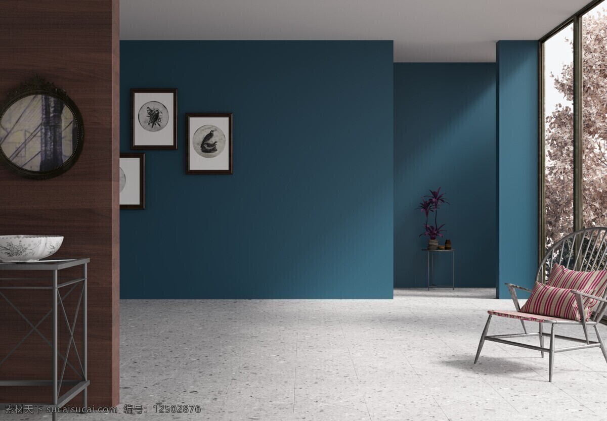 孔雀蓝 墙面 墙纸 墙布 室内效果图 展示 现代 展厅 zzzz