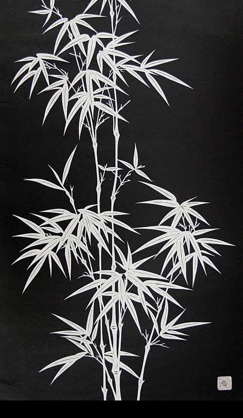 剪纸图案 竹子 植物 花草 白描 线描 工笔 传统 文化艺术 绘画书法 设计图库