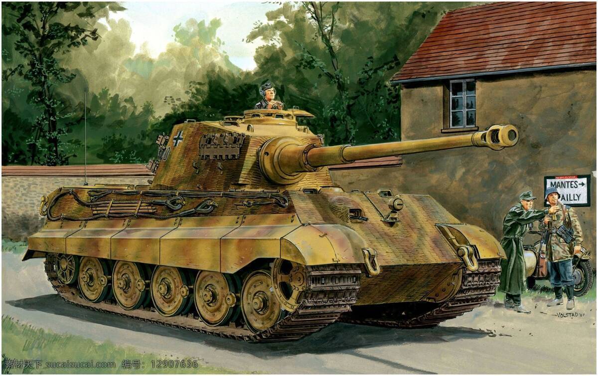 二战 德国 虎王 坦克 战车 插画集