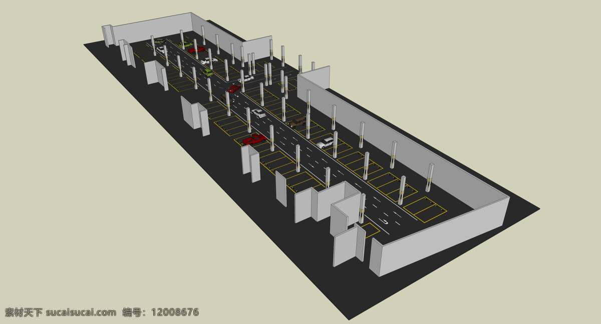 地下 停车场 3d设计 车库 地下停车场 交通设施 地下车库 3d模型素材 其他3d模型