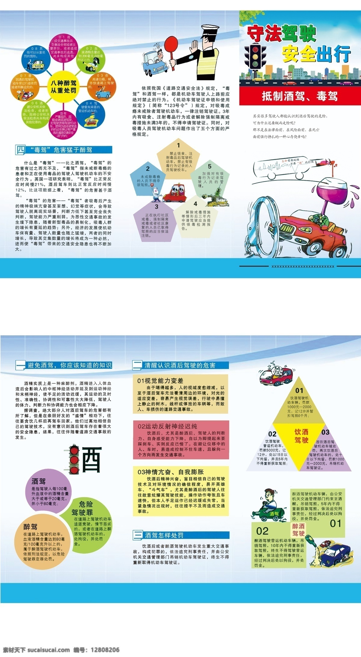 酒驾毒驾 守法驾驶 安全出行 交通安全 三折页 分层