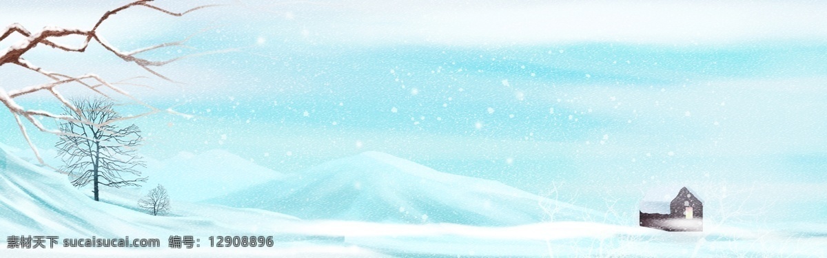 雪花 冬天 卡通 促销 banner 背景 简约 清新 冬季 唯美 冬 冬天你好 24节气 二十四节气