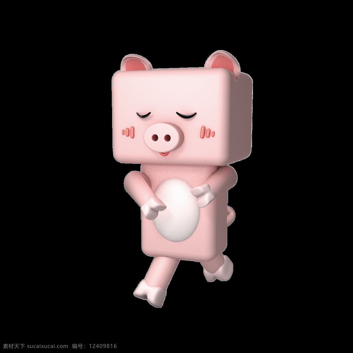 2019 生肖 猪 猪年 粉 卡通 人物 商用 元素 节日 春节 动物 过年 新年 粉嫩 q版 c4d 手绘 公仔
