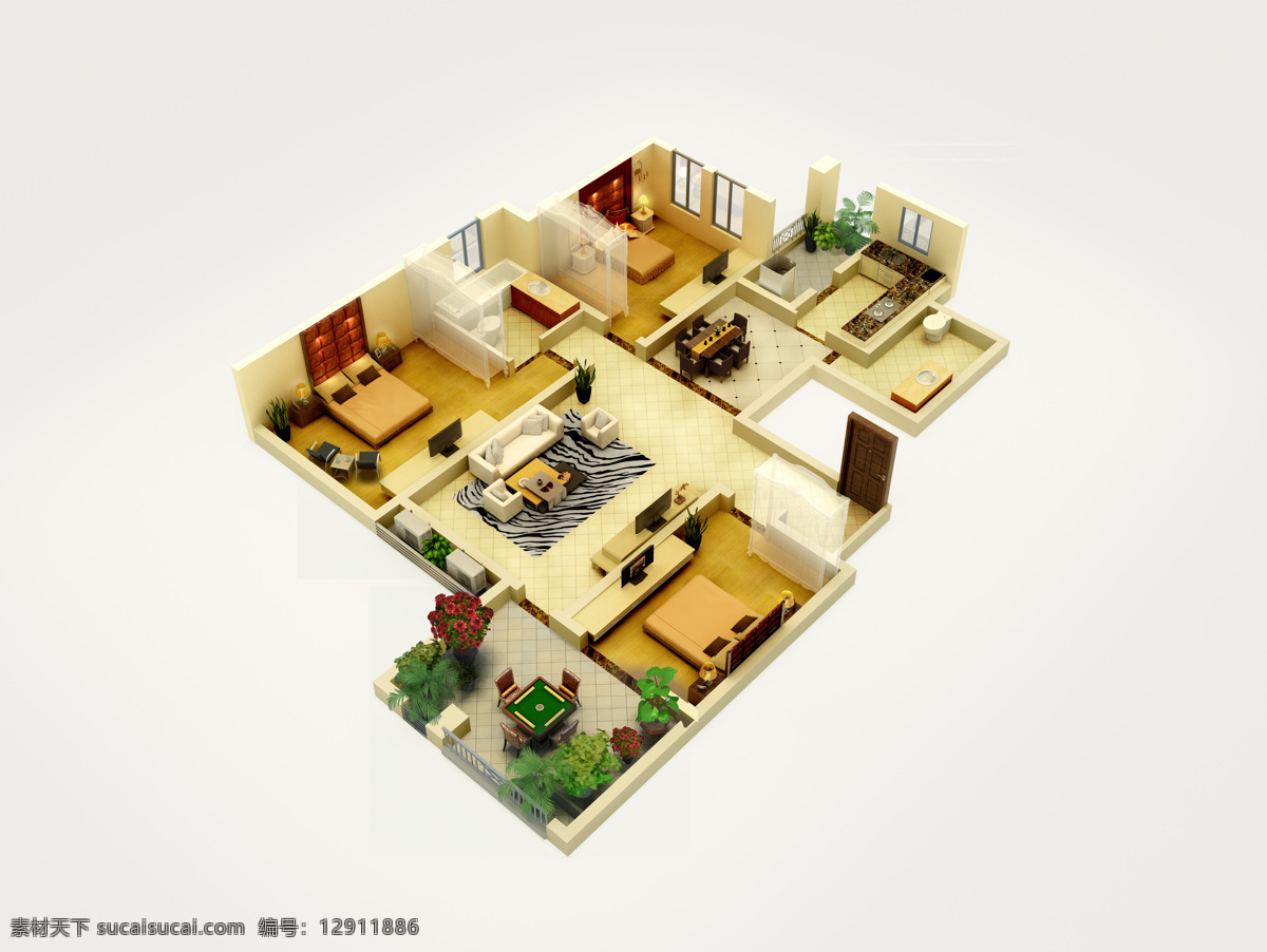 室内设计 室内效果图 剖面图 缩小 户型图 立体户型图 家具 家居 3d设计 室内模型