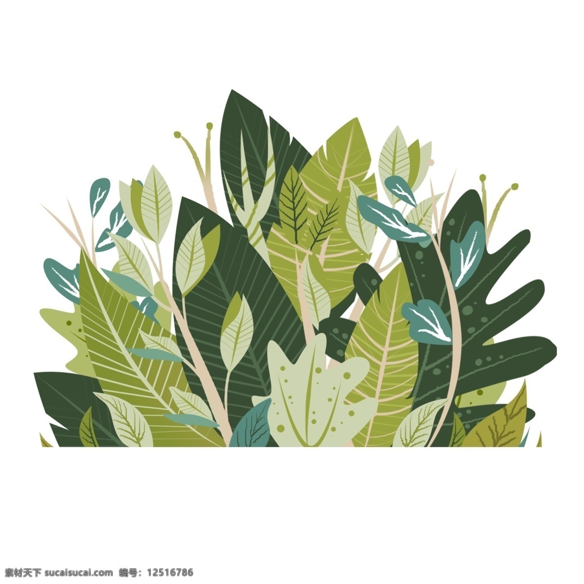 绿色 清新 风水 彩 植物 浪漫 唯美 清雅 装饰图案 免扣素材 透明素材