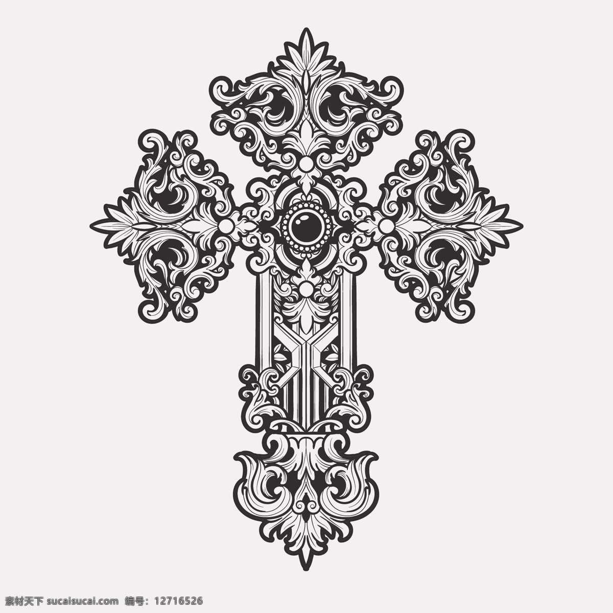 十字花纹 十字架 信仰 教会 教堂 耶稣 宗教文化 手绘十字架 十字架图标 矢量插画 文化艺术 宗教信仰