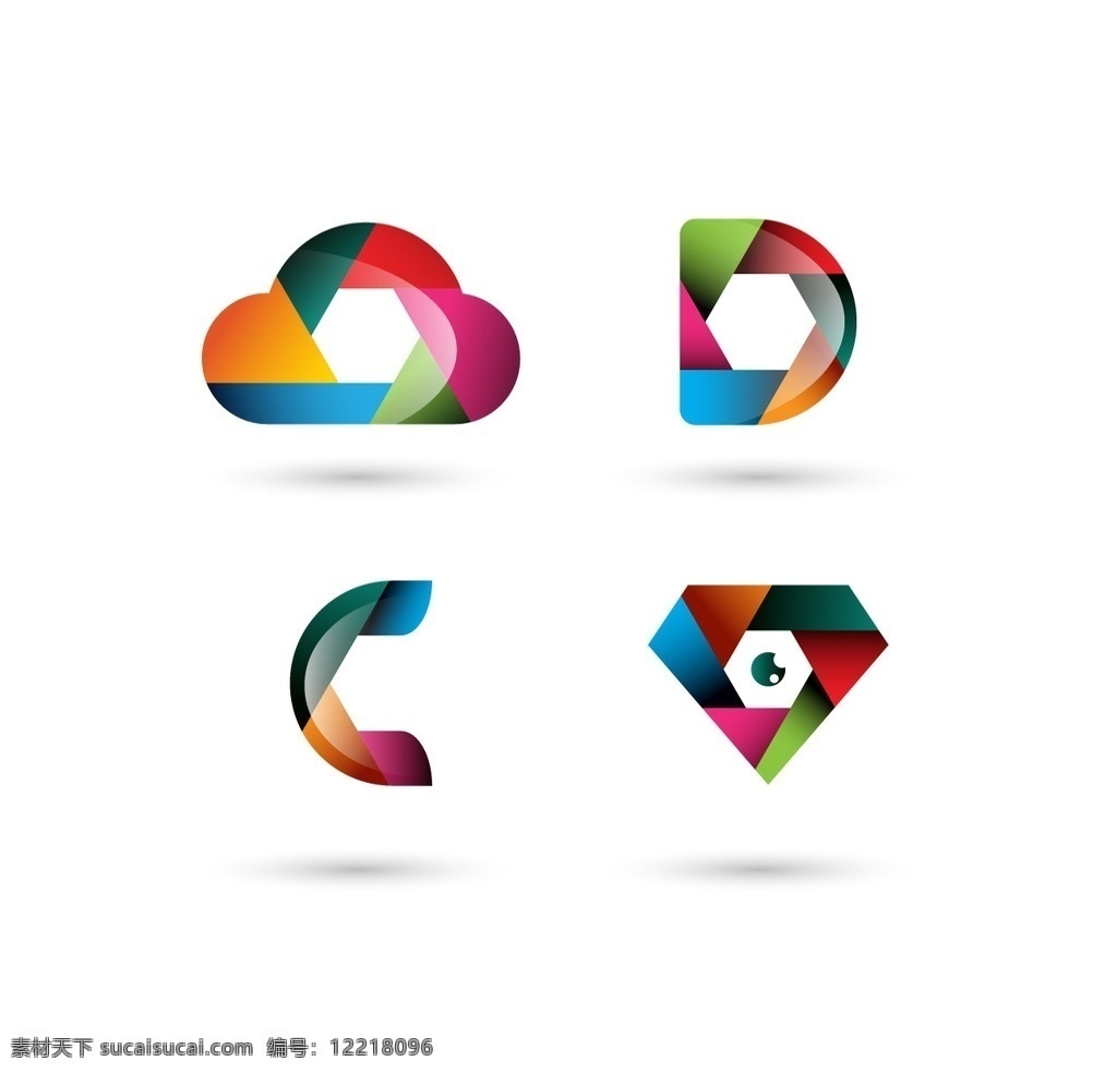 七彩虹 标志 模板 标识 商业 商标 网站 多彩 公司 成功 现代 多边形 符号 商务 徽标