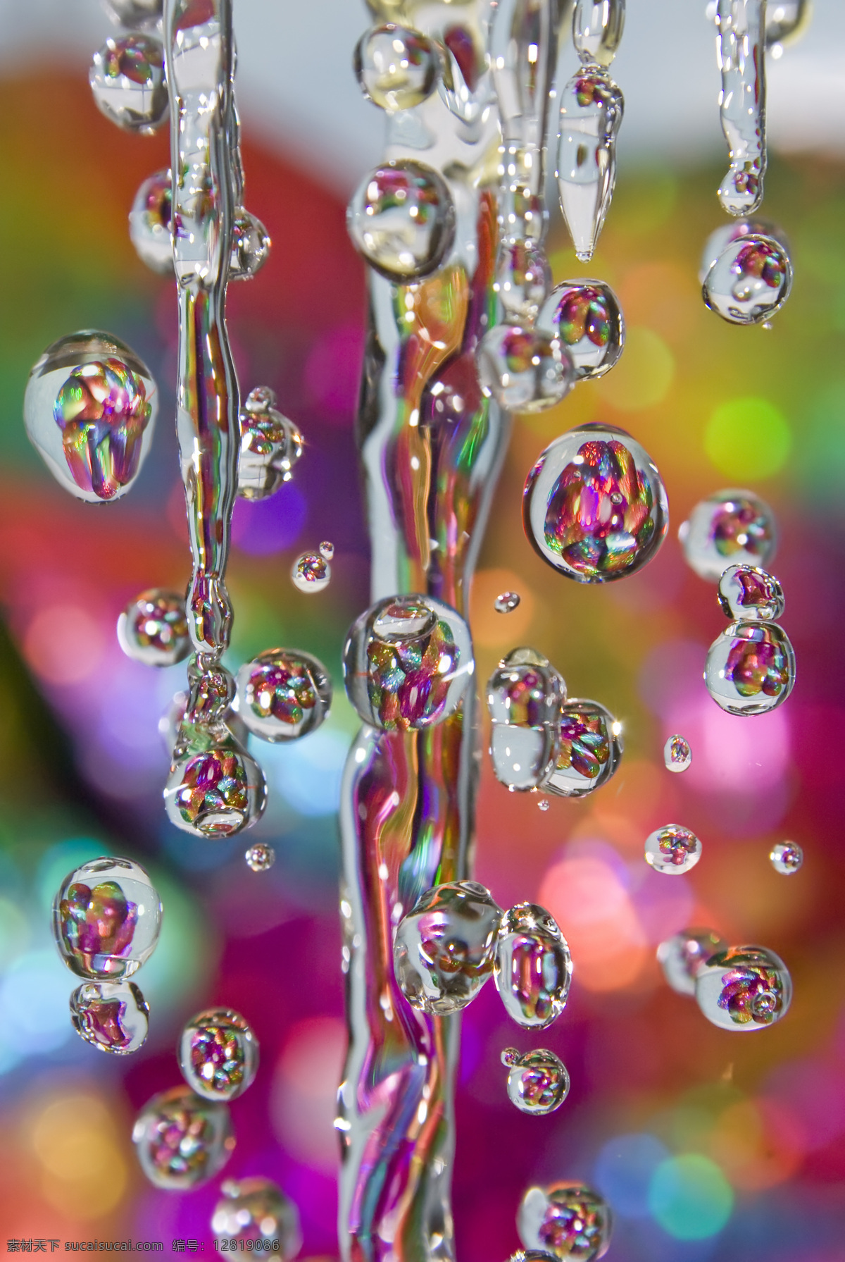 斑斓 多彩 晶莹 生活百科 生活素材 水滴 水珠 多彩水珠 圆形 透明 剔透 降落 psd源文件