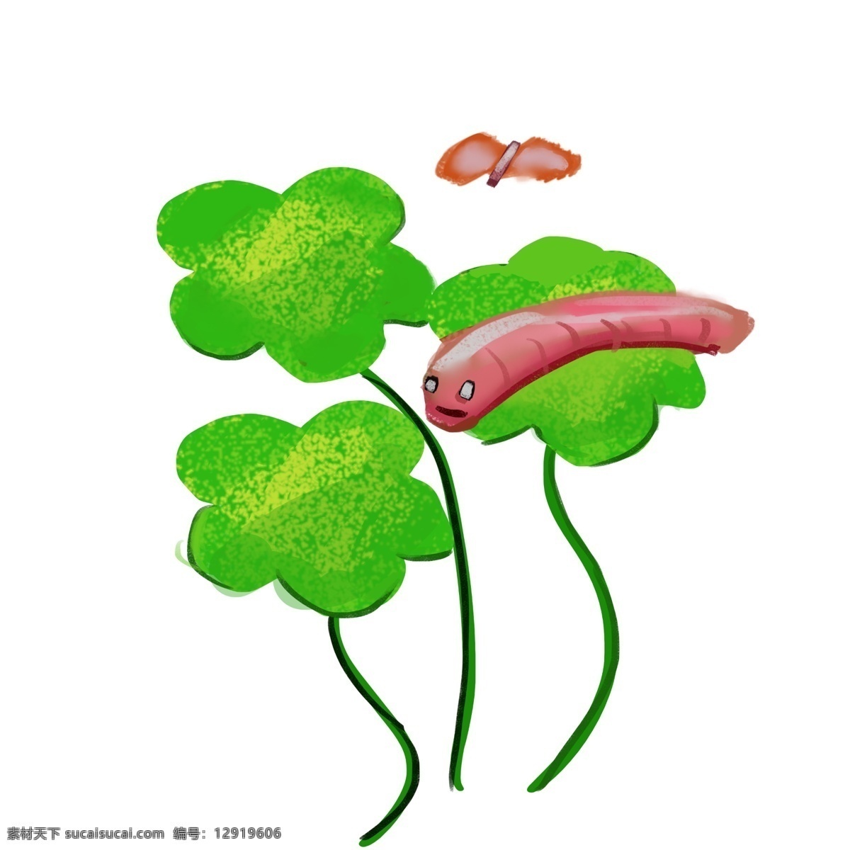 植物 藤条 卡通 插画 植物的藤条 卡通插画 绿植插画 植物插画 叶子 绿色的叶子 虫子 飞舞的蝴蝶