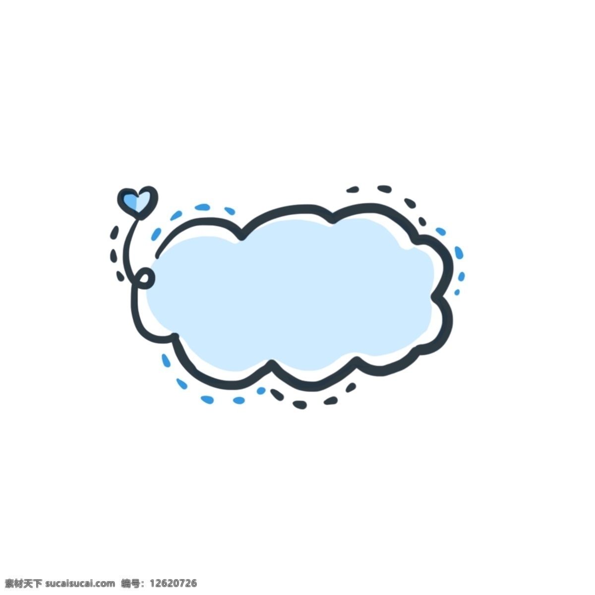 蓝色 云朵 边框 装饰 蓝色云朵 黑色边框 虚线 对话框 聊天框 装饰框 蓝色桃心 花朵边框