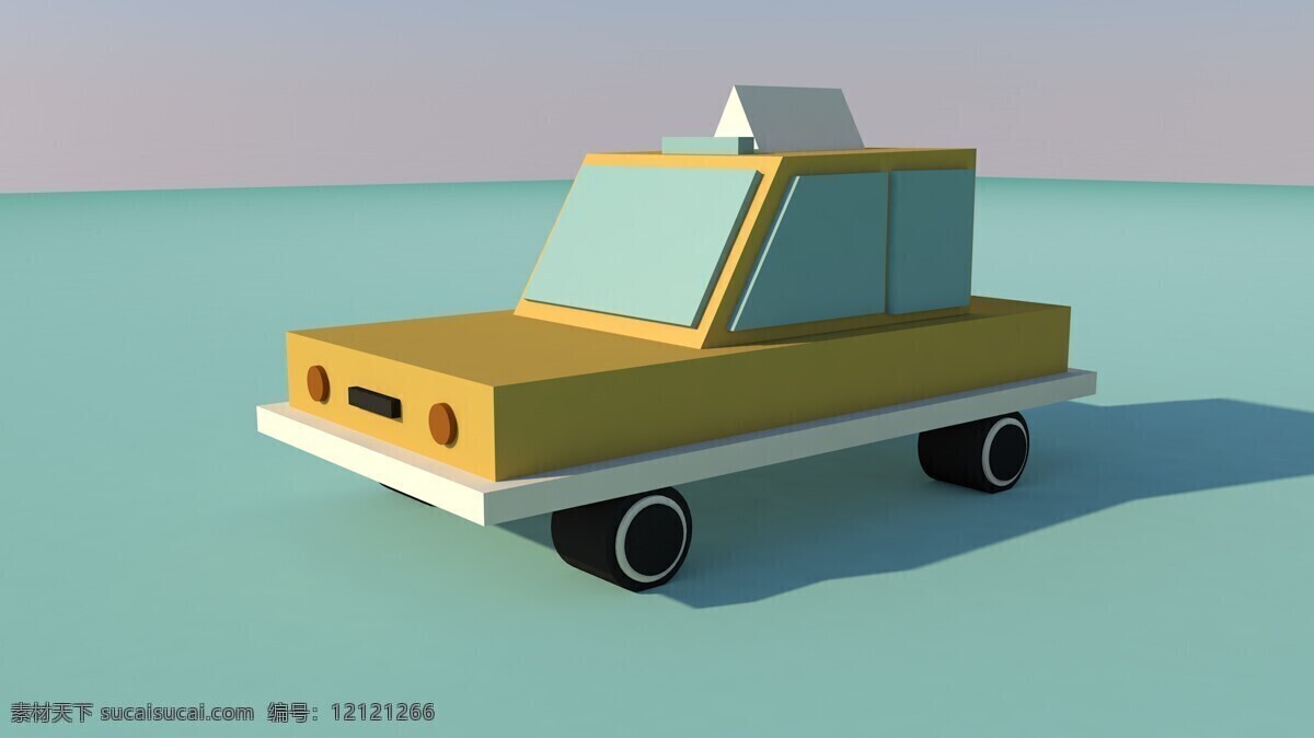 黄色 立体 小汽车 模型 立体车 黄色小汽车 汽车模型 几何汽车 复古车模型 积木小汽车 几何汽车模型
