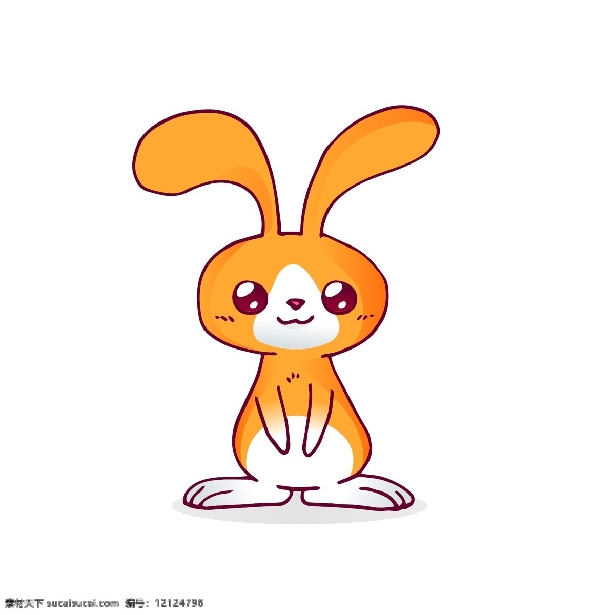 简约 卡通 手绘 黄色 兔子 可爱 大眼兔 大耳朵 乖巧 黄色简约