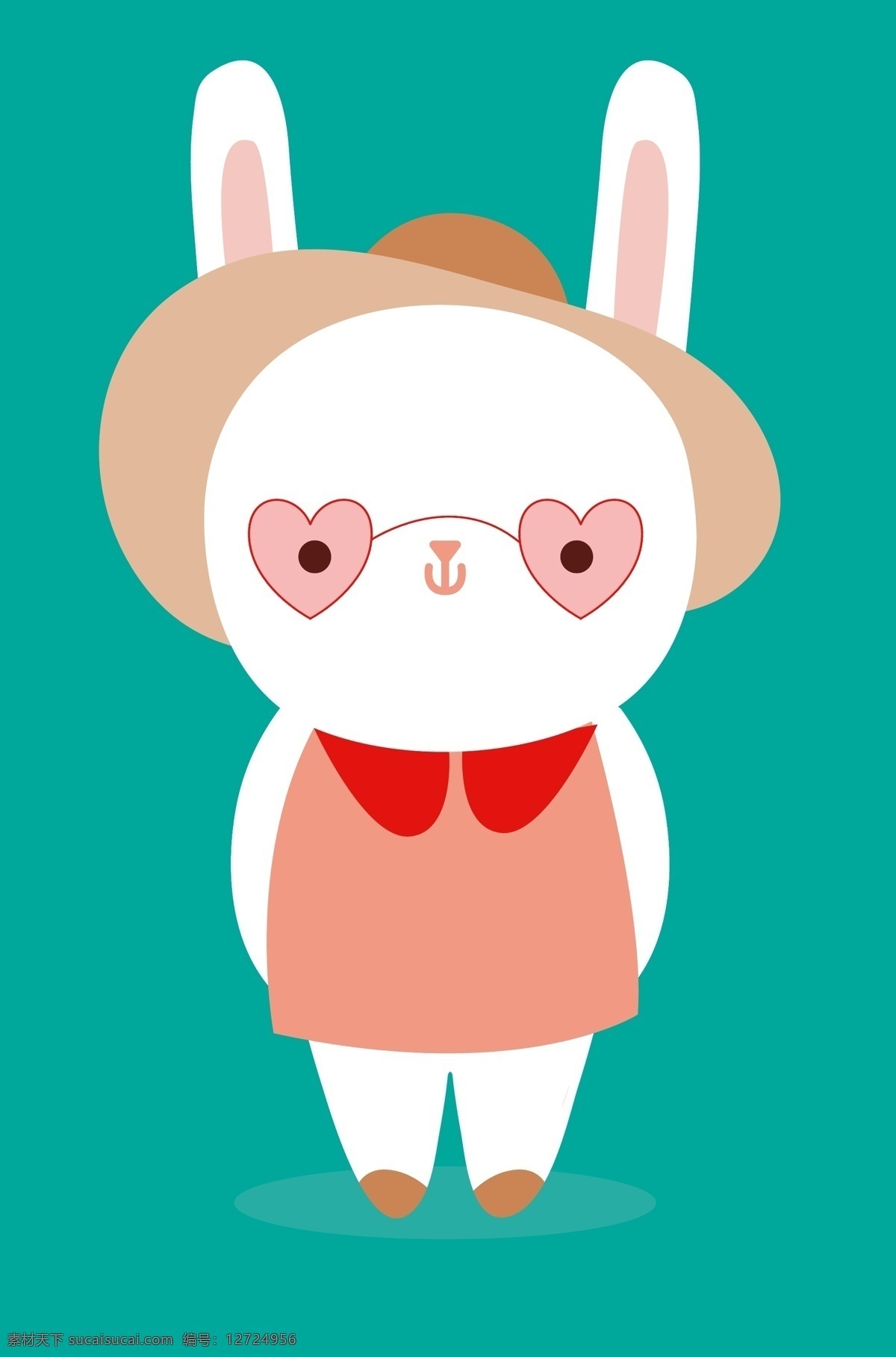 可爱 小 白兔 插画 小白兔 动物 矢量 卡通 带帽子 兔子