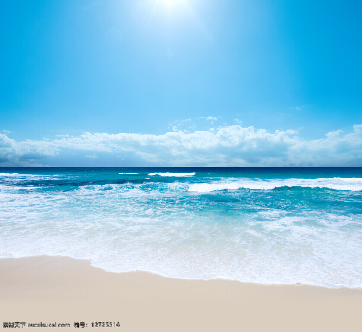 海浪 沙滩 上 大海 浪花 蓝天 白云 大海图片 风景图片