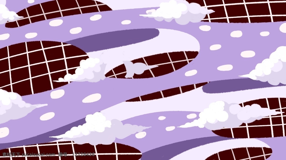 棕 紫色 格子 斑点 背景 云朵 清新背景 清新 白色 广告背景 背景展板 背景psd 彩绘素材