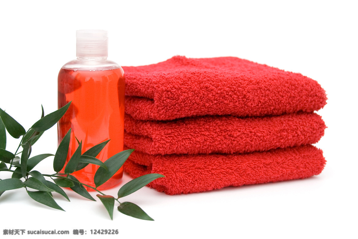 美容用品 美容 毛巾 spa 红色毛巾 叶子 绿叶 瓶子 摄影图库 美容健身 生活百科