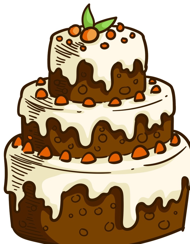 手绘 节日 蛋糕 生日蛋糕 婚礼蛋糕 奶油 矢量图 生活百科 餐饮美食