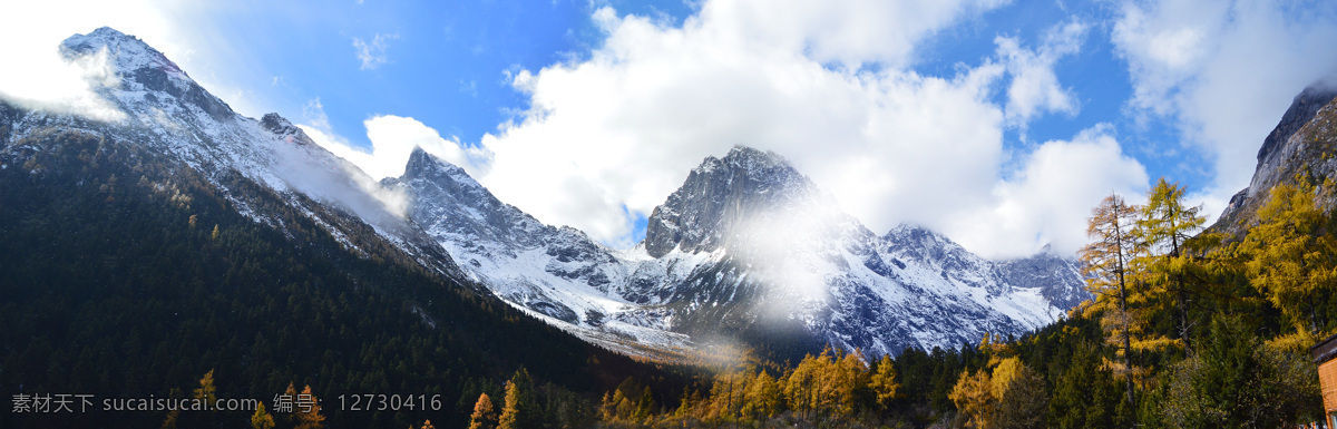 米亚罗毕棚沟 雪景 风光 蓝天白云 自然 旅游摄影 国内旅游