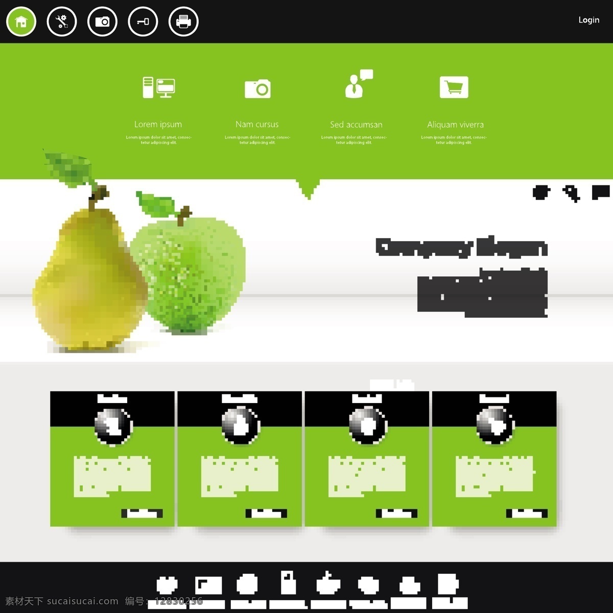 绿色 网站设计 模板 网站模板 网页设计 图标 按钮 网站模板设计 展板模板 矢量素材 白色