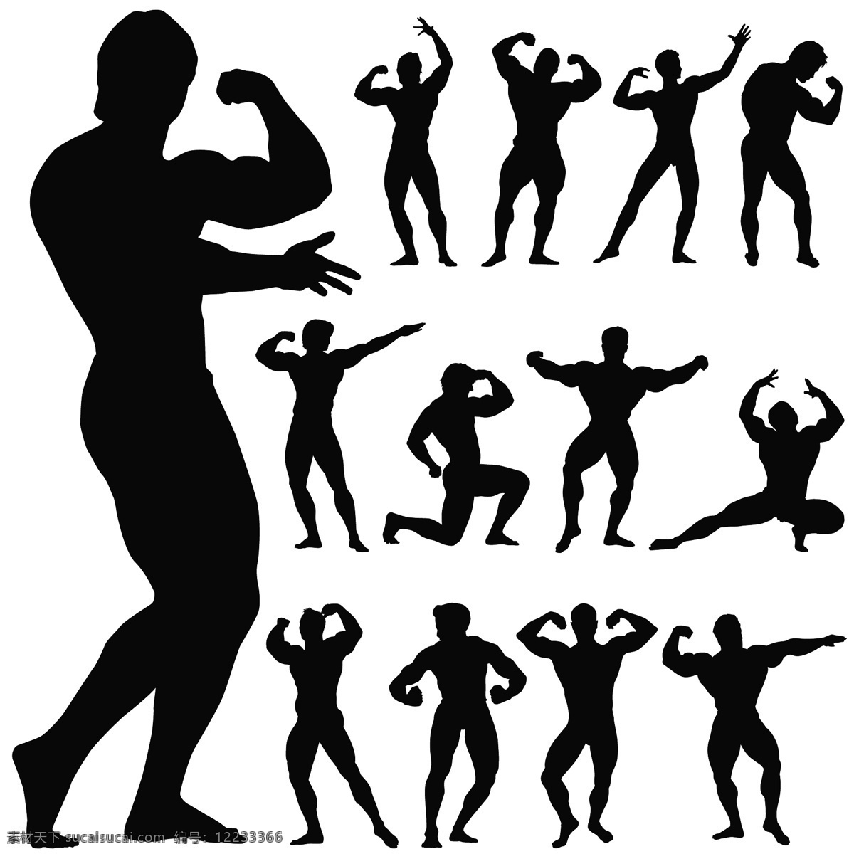 健美运动 人物 动作 剪影 矢量 健美 健身 强壮的男人 人物剪影 向量 矢量图 日常生活