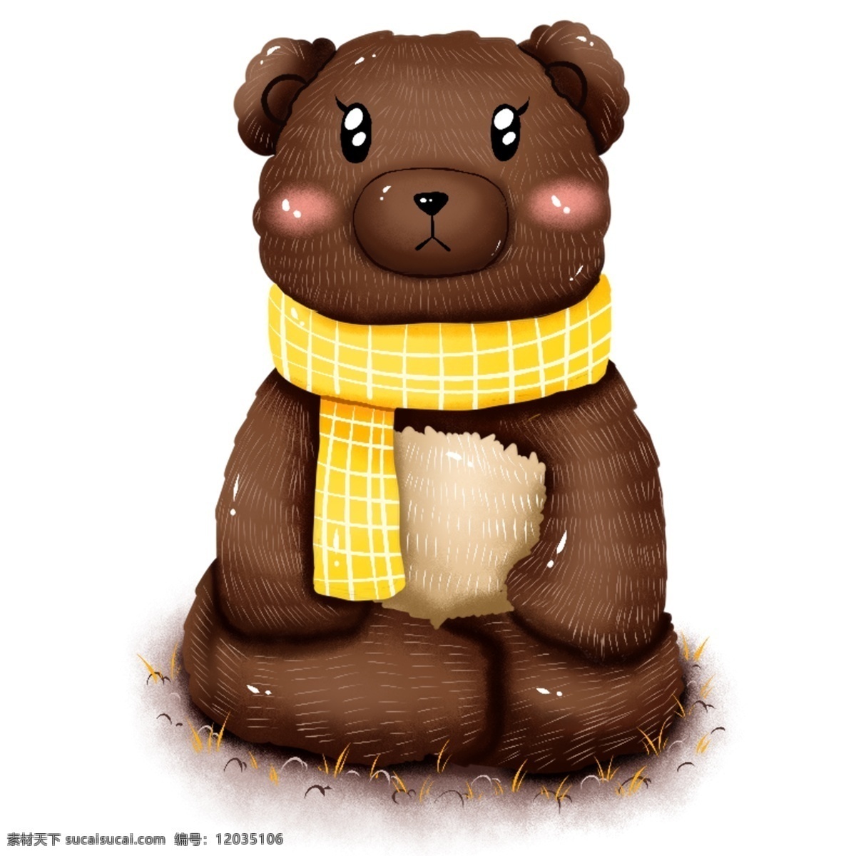 原创 手绘 动物 小 熊 冬季 冬日 围巾 元素 海报素材 商用 小熊