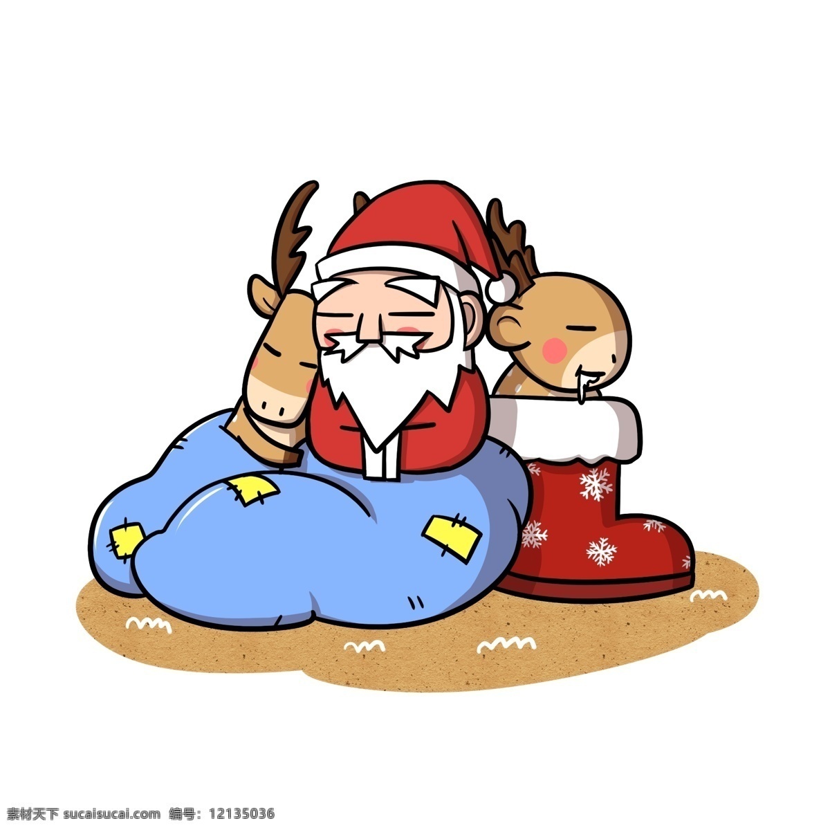 圣诞老人 驯鹿 睡觉 觉 透明 底 christmas 卡通圣诞老人 卡通驯鹿 圣诞快乐 圣诞节快乐 圣诞节 冬季 卡通 节日