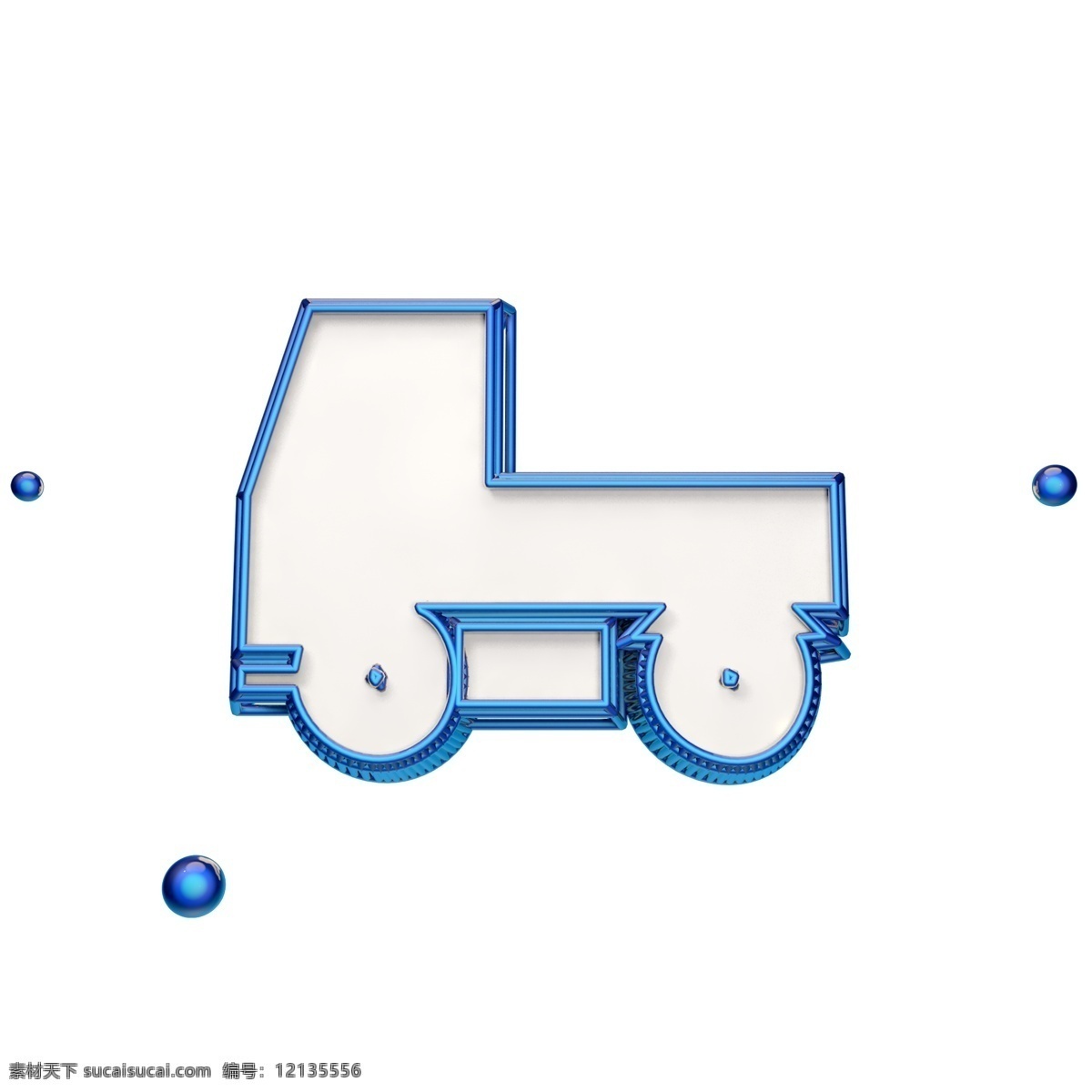 立体货车图标 蓝色 货车 立体
