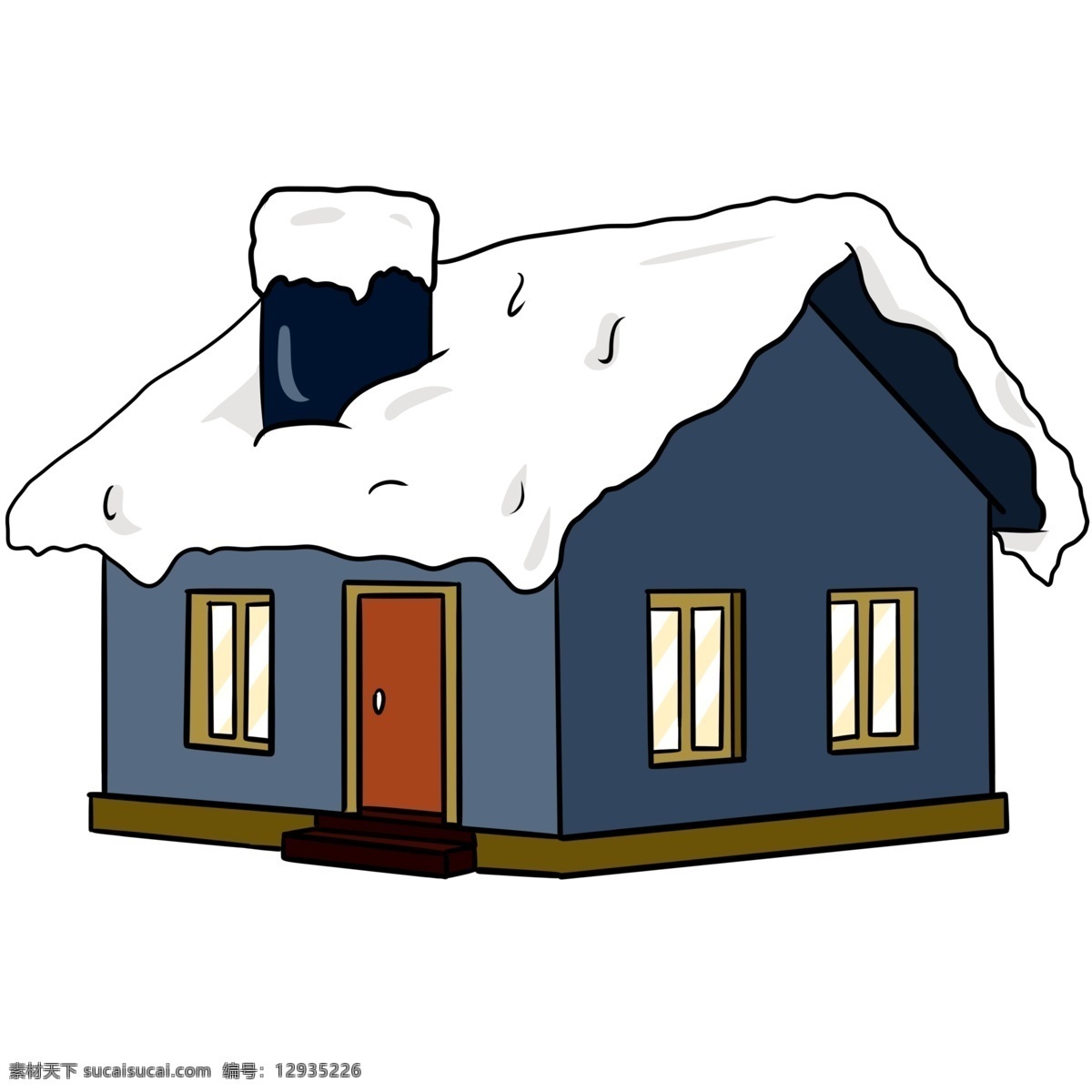 手绘 冬季 蓝色 房子 插画 手绘冬季插画 创意冬季插画 寒冷的冬季 萧条的冬季 寒冷的腊月 蓝色的房子