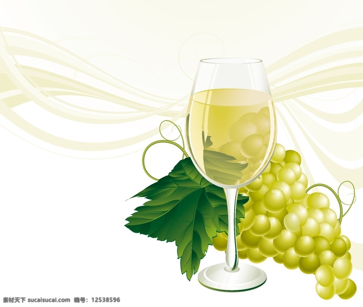 白葡萄酒 葡萄 矢量 玻璃 矢量图 其他矢量图