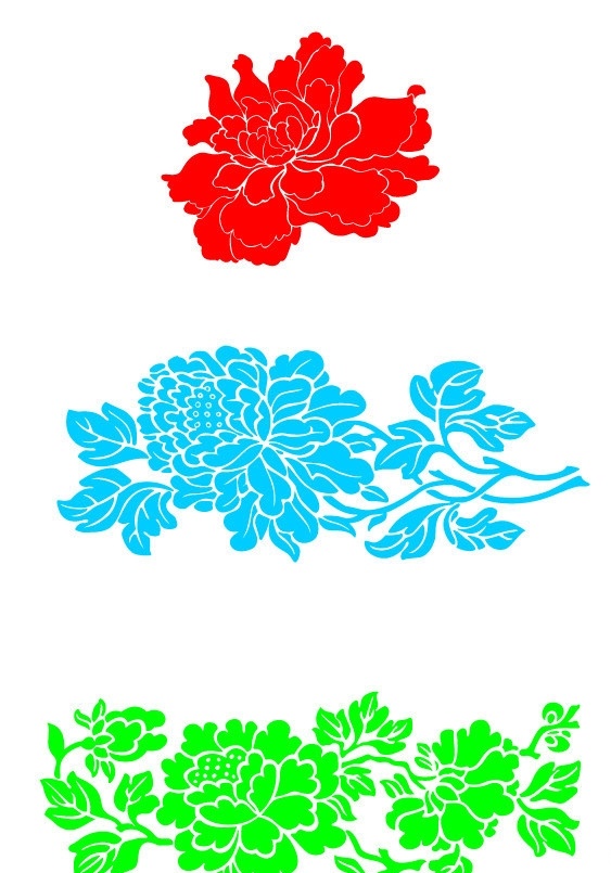 花朵线条 花朵 线条 矢量 颜色 花纹 牡丹 矢量文库 小图标 标识标志图标