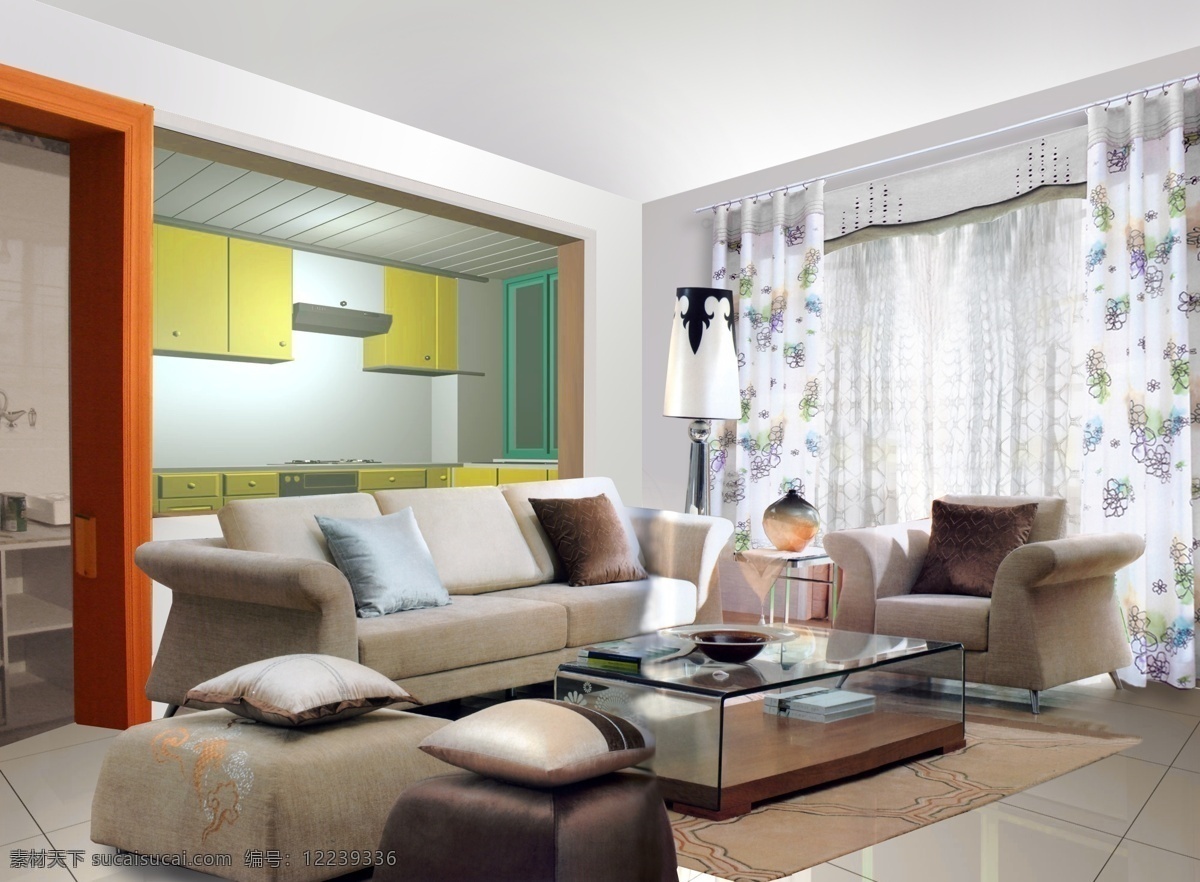 室内 效果图 玻璃框 茶几 窗帘 环境设计 客厅 沙发 室内设计 室内效果图 源文件 家居装饰素材