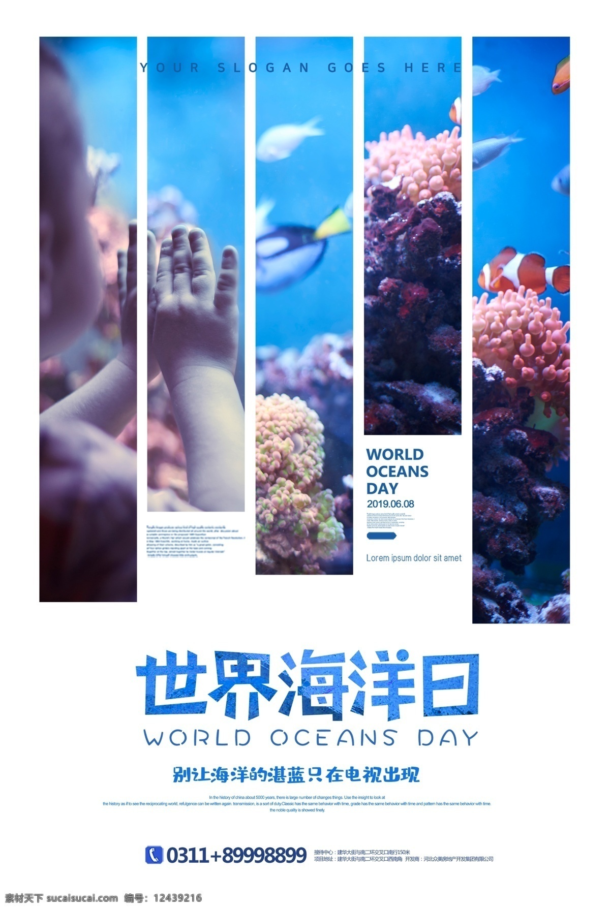 创意 简约 世界 海洋 日 宣传海报 保护环境 保护海洋 水族馆 看海 海
