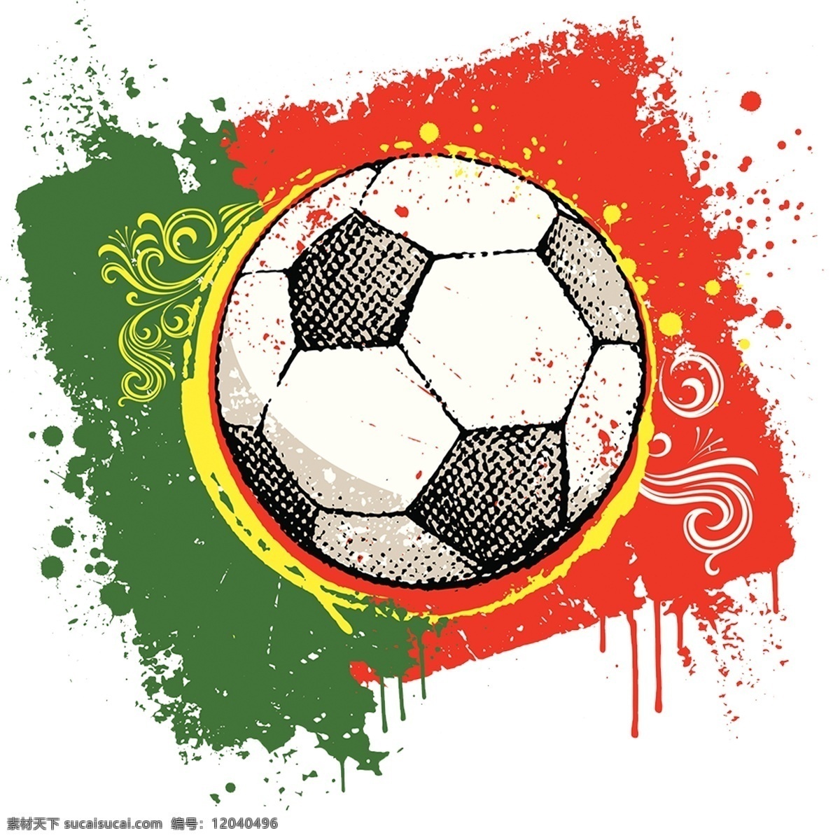 葡萄牙 足球 插画 元素 葡萄牙国旗 世界杯 矢量足球 球迷狂欢