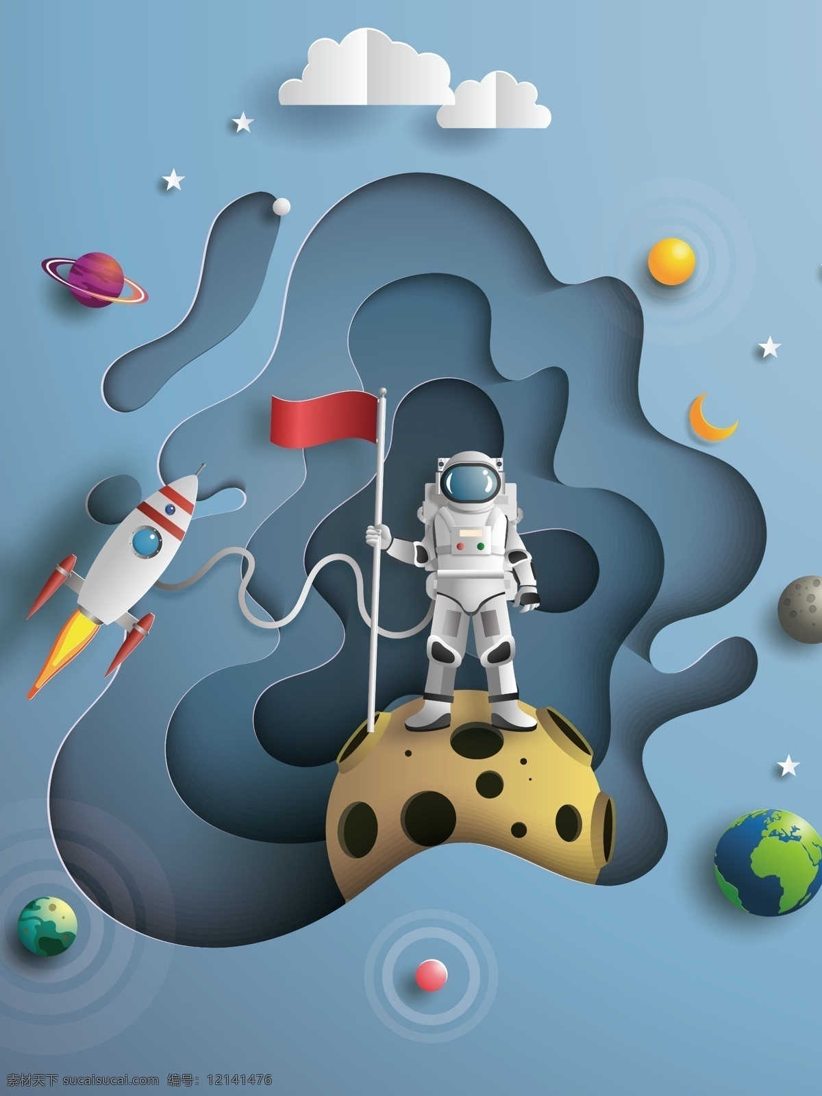 现代 卡通 宇航员 装饰画 北欧 太空 动漫 儿童房 客厅 宇宙 星际 漫游 星球 太空人 玄关 组合画 地球 月球 星系 抽象 轻奢 环境设计 无框画