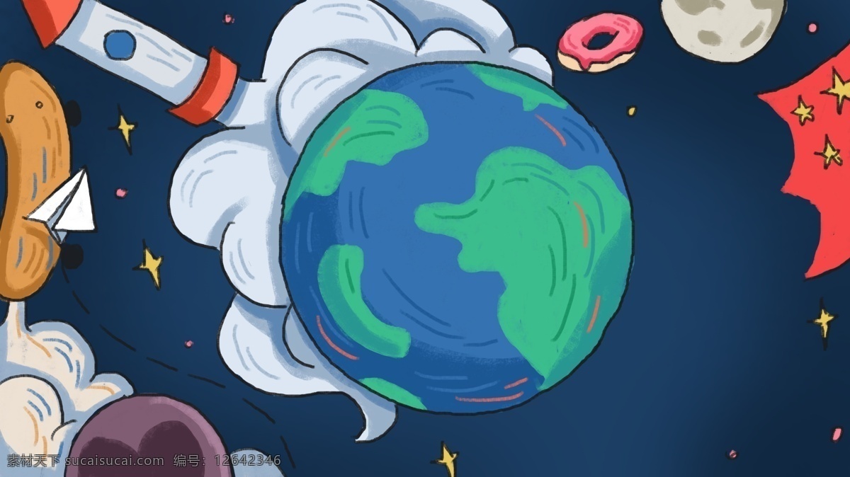 卡通 可爱 地球 科技 背景 彩色背景 背景素材 卡通背景 星球 宇宙 科技背景 广告背景 psd背景 背景展板 手绘背景