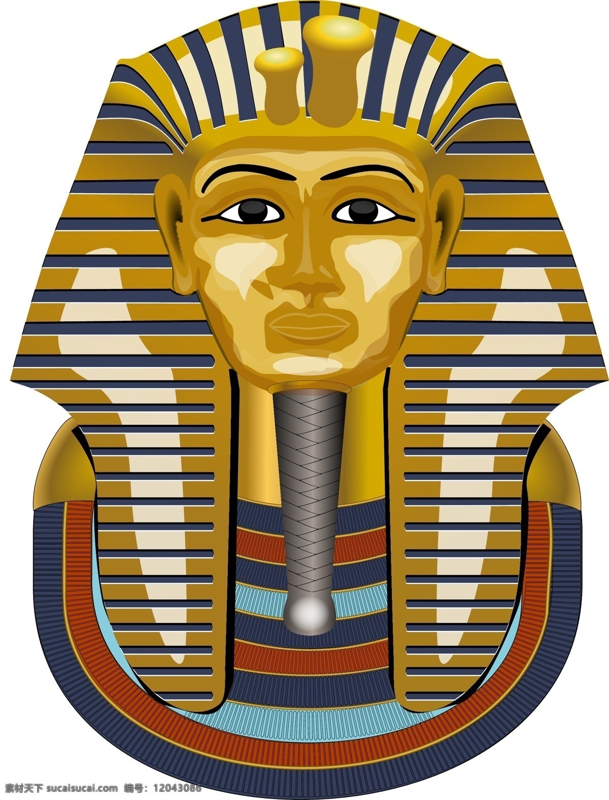 埃及法老矢量 图坦卡蒙 黄金面具 面具 考古学 埃及 法老 文化艺术 宗教信仰