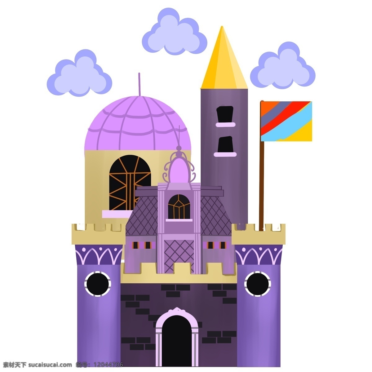欧式 紫色 城堡 建筑 紫色云彩 城堡建筑